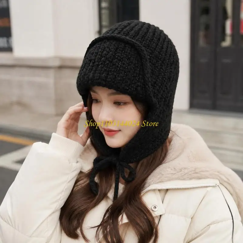 N5KE Winter Earflap Hat with Extended Ear Panels, Tie-On Closure, and Fold-Up Wearing Option for Walks and Cycling Commutes