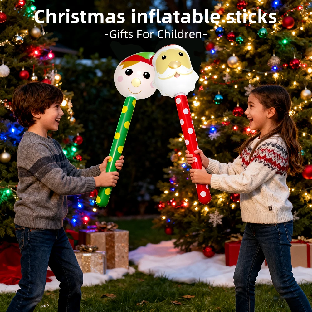 3 قطعة عيد الميلاد نفخ العصي البلاستيكية اللعب في الهواء الطلق زينة عيد الميلاد للعام الجديد عيد الميلاد اللعب عطلة