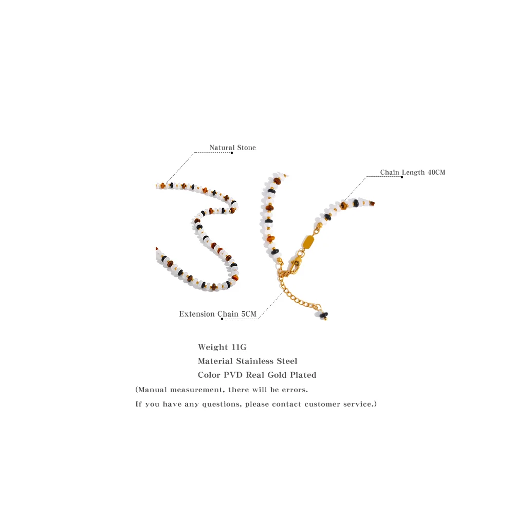 Yhpup-Colar de Pedra Natural para Mulheres, Corrente Artesanal, Aço Inoxidável, Ágata Natural, Alta Qualidade, Jóias da Moda, Presente Impermeável