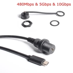 30cm USB-C IP67 Waterproof Cable type-c 3.1 3.0 2.0 IP 67 Male to Female Panel Mount Water Proof Connector Extension cord 1M 2M