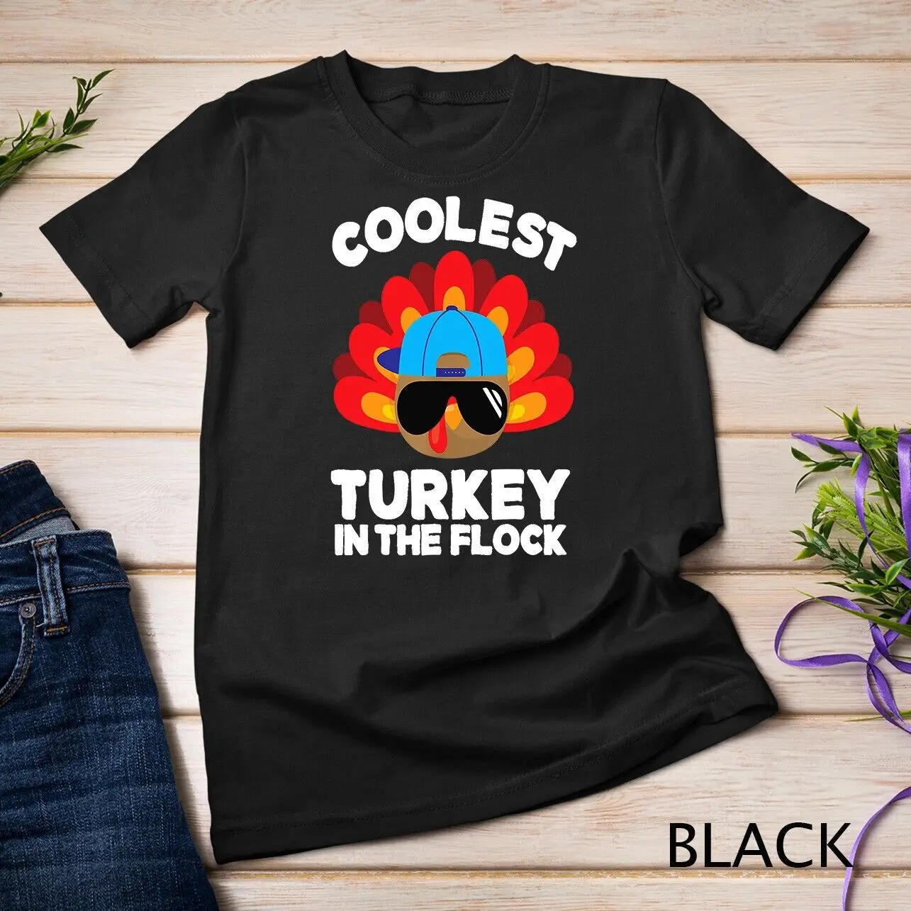 Boys Thanksgiving Shirt For Kids Toddlers Coolest Turkey Unisex T-shirt