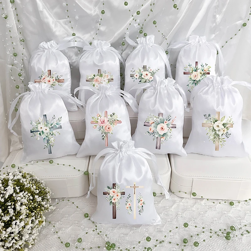 5szt Krzyż białe torby chłopiec dziewczynka 1. Pierwsza Komunia Święta Chrzest Chrzest Religijny baby shower ślub Wielkanocny prezent dekoracyjny