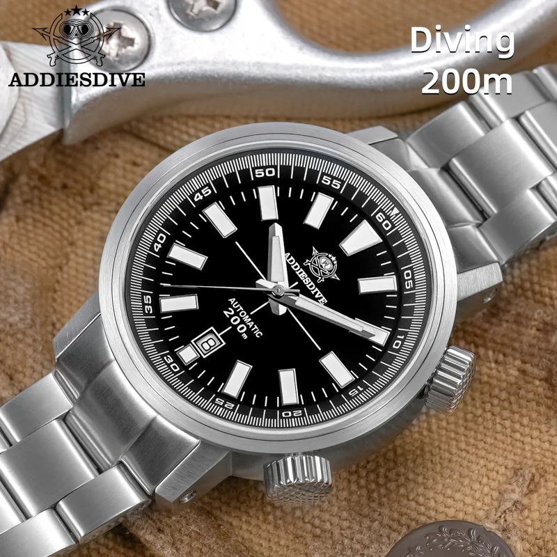 ADDIESDIVE Automatic Watches For Men 200M Waterproof Sapphire Luxury Rotating Bezel BGW9 Luminous Hands New AD2093 Diving Watch