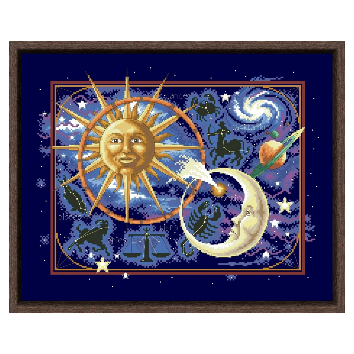 Celestial gathering cross stitch package stars in sky 18ct 14ct 11ct deep blue cotton thread embroidery DIY handmade needlework