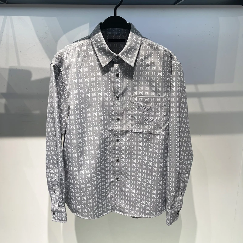 

Bird Poer Autumn Winter Men's Faion Letter Embroidery Casual Collar Workwear Long Sve irt Loose Sle Outerwear