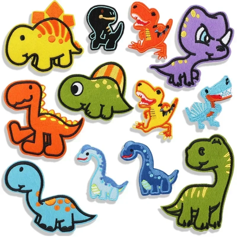 Cartoon Embroidery Cloth Sticker Cute Little Dinosaur Clothes Patch Sticker Computer Embroidery Chapter Boy Foreign Trade