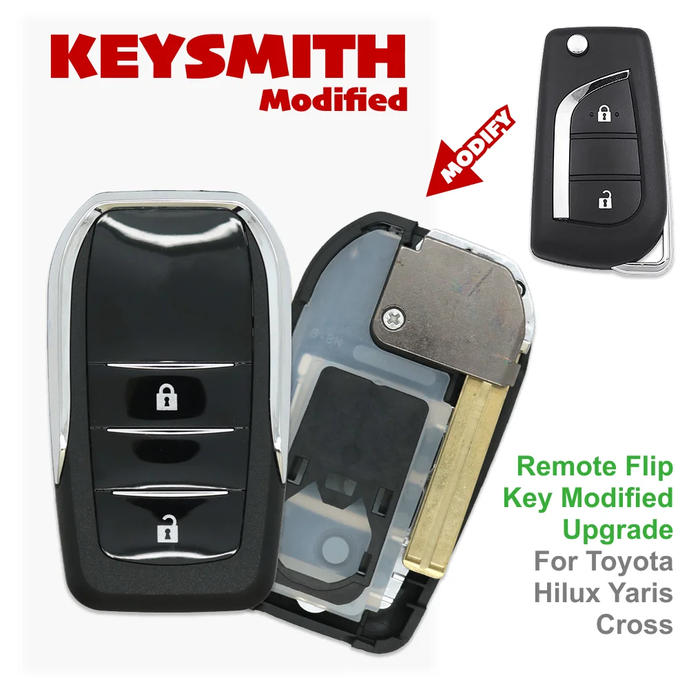 KEYSMITH Simple DIY Modified Flip Key Luxury Upgrade 2/3 Buttons for Toyota Hilux Yaris Cross