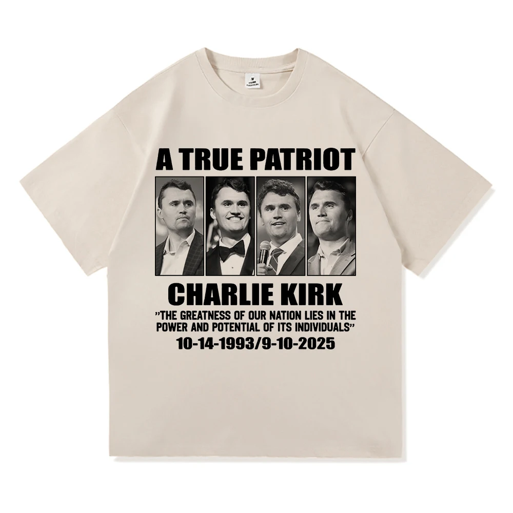 

Charlie Kirk T Shirt Fashion Men Aesthetic Graphic Letter A True Patriot T-Shirt Unisex High Quality Casual Vintage Tees Shirts
