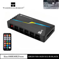 Thermalright TL- ARGB AND FAN HUB X12 IR Fan PWM HUB X12 IR, Included Remote Control/Supports 4 PIN PWM + 3 PIN + 5V ARGB