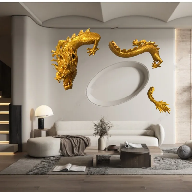 3D around the wall through China dragon wall hanging retro style farm folk custom shop door background wall decoration design