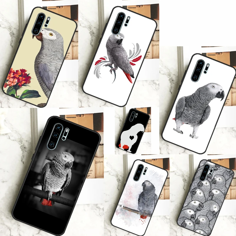 African Grey Parrot For Huawei Nova 11i 8i 7i 3i Nova 9 10 SE 5T Y60 Y70 Y90 Y91 Y61 P20 P30 P40 Lite Pro Case