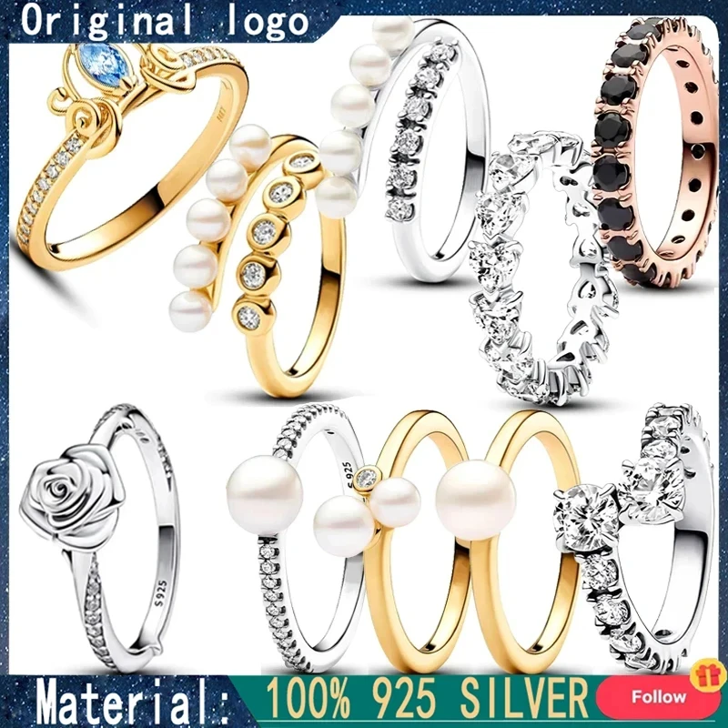 

2024 New Women's Jewelry Hot Selling 925 Sterling Silver Women's Open Pearl Ring DIY Women's Jewelry Gifts