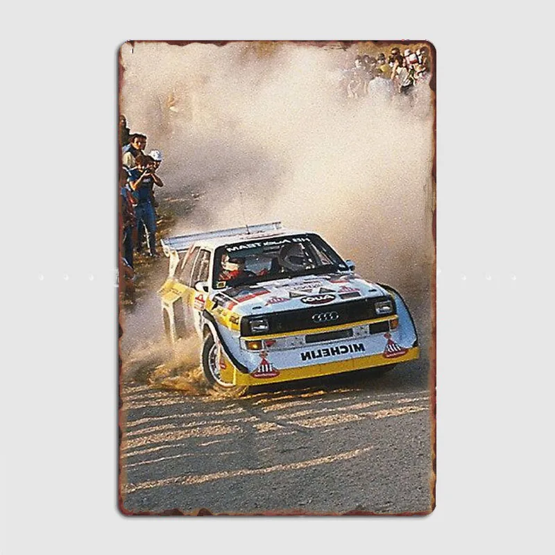 WRC Quattro Drift - Rally Car Performance Posters Metal Sign Poster Wall Room Decor Automobile Club Vintage Home Decor