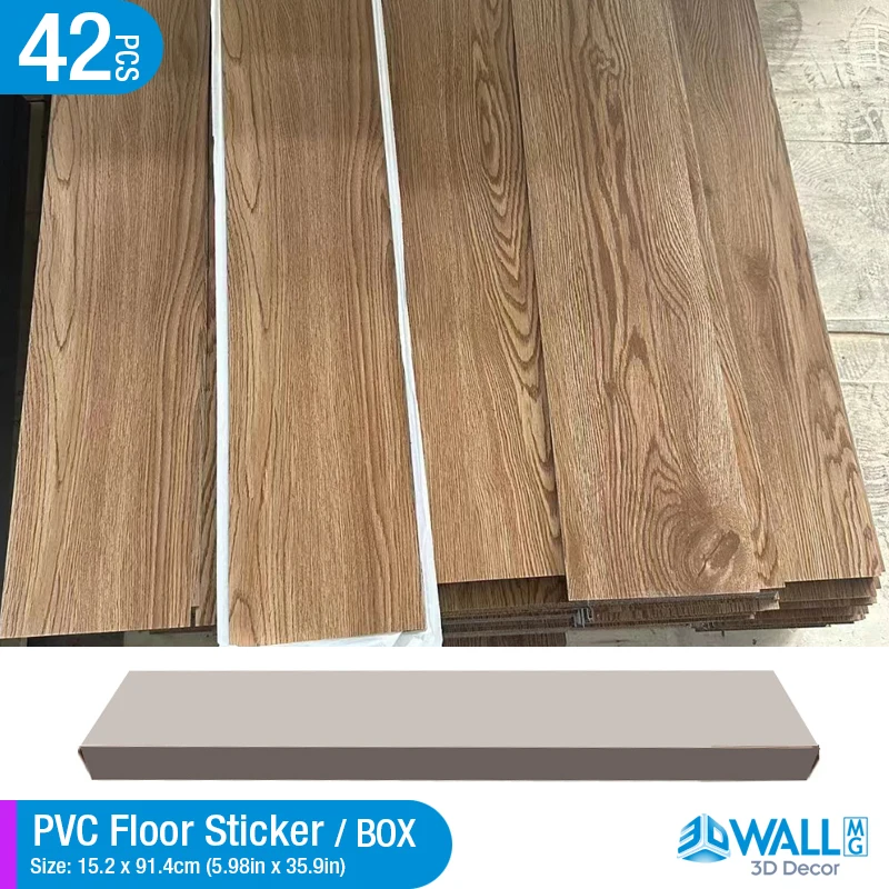 42piece Wood Grain Floor Sticker Style Foil Bottom Repeated Self-adhesive Waterproof for Living room Toilet Kitchen Home Sticker