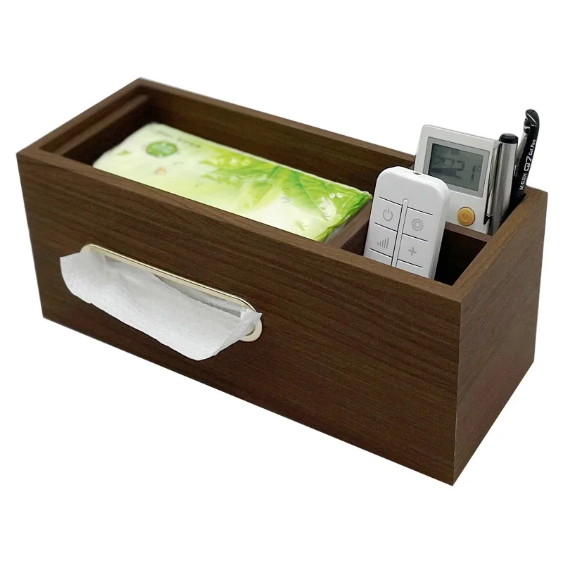 Black walnut wood tissue storage box napkins+remote multifunctional storage tray luxury.