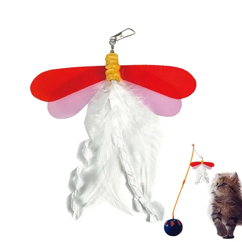 Cat Toys Feather Dragonfly Cat Teaser Kitten Teasing Wand Toy Interactive Kitten Feather Stick Pet Accessories For Cat Physical