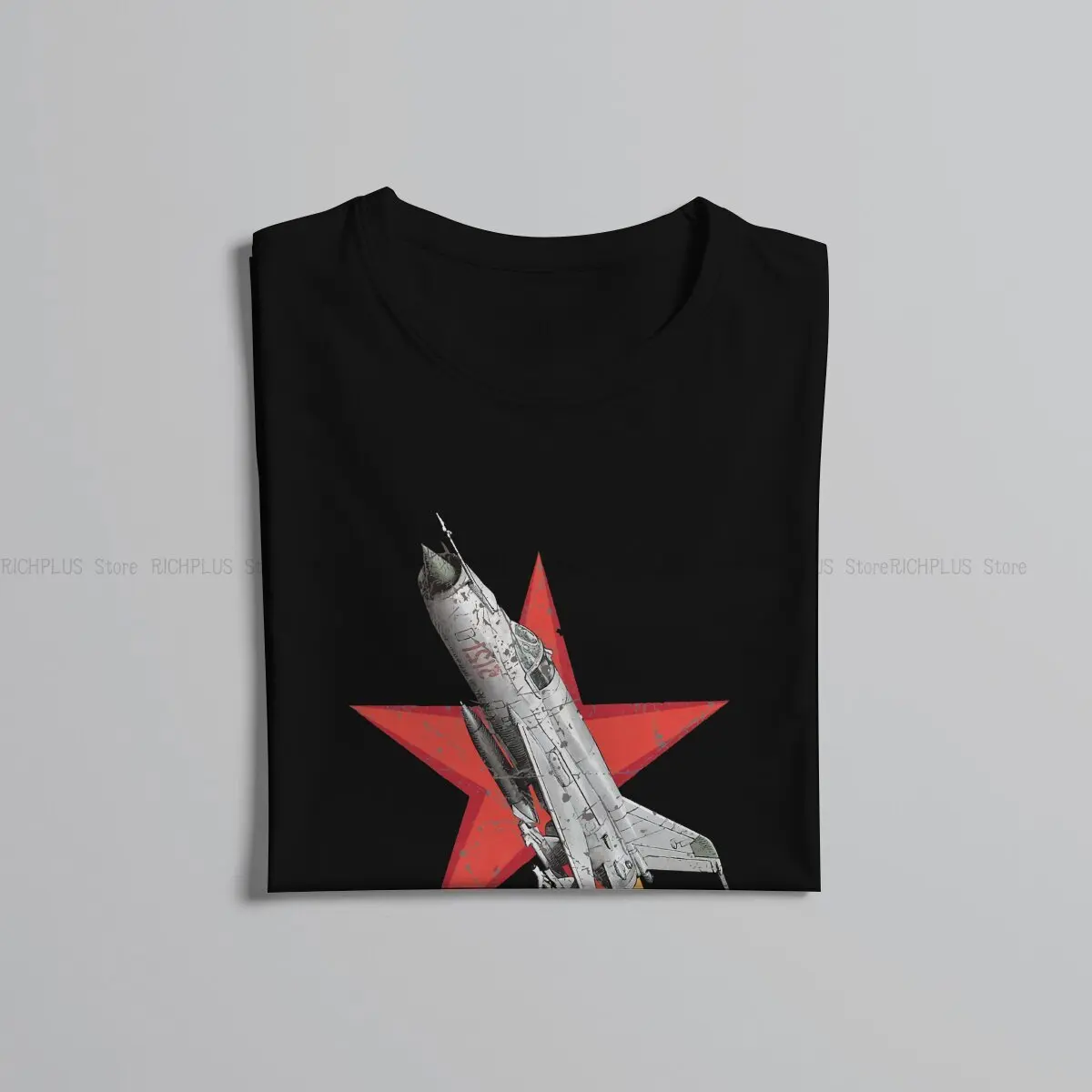 MIG 21 Vintage Soviet Fighter Aircraft Unique TShirt Russian USSR CCCP Leisure Polyester T Shirt Summer Stuff For Adult