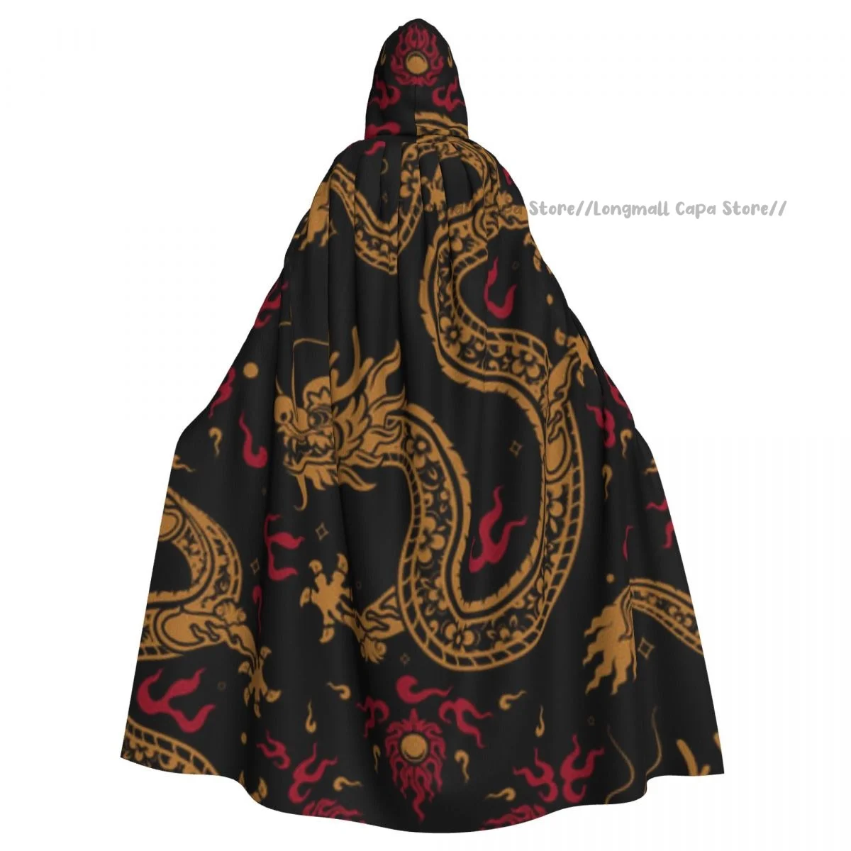 Dragon With Asian Elements Cloak Hooded Cosplay Costume Halloween Adult Long Party Cape