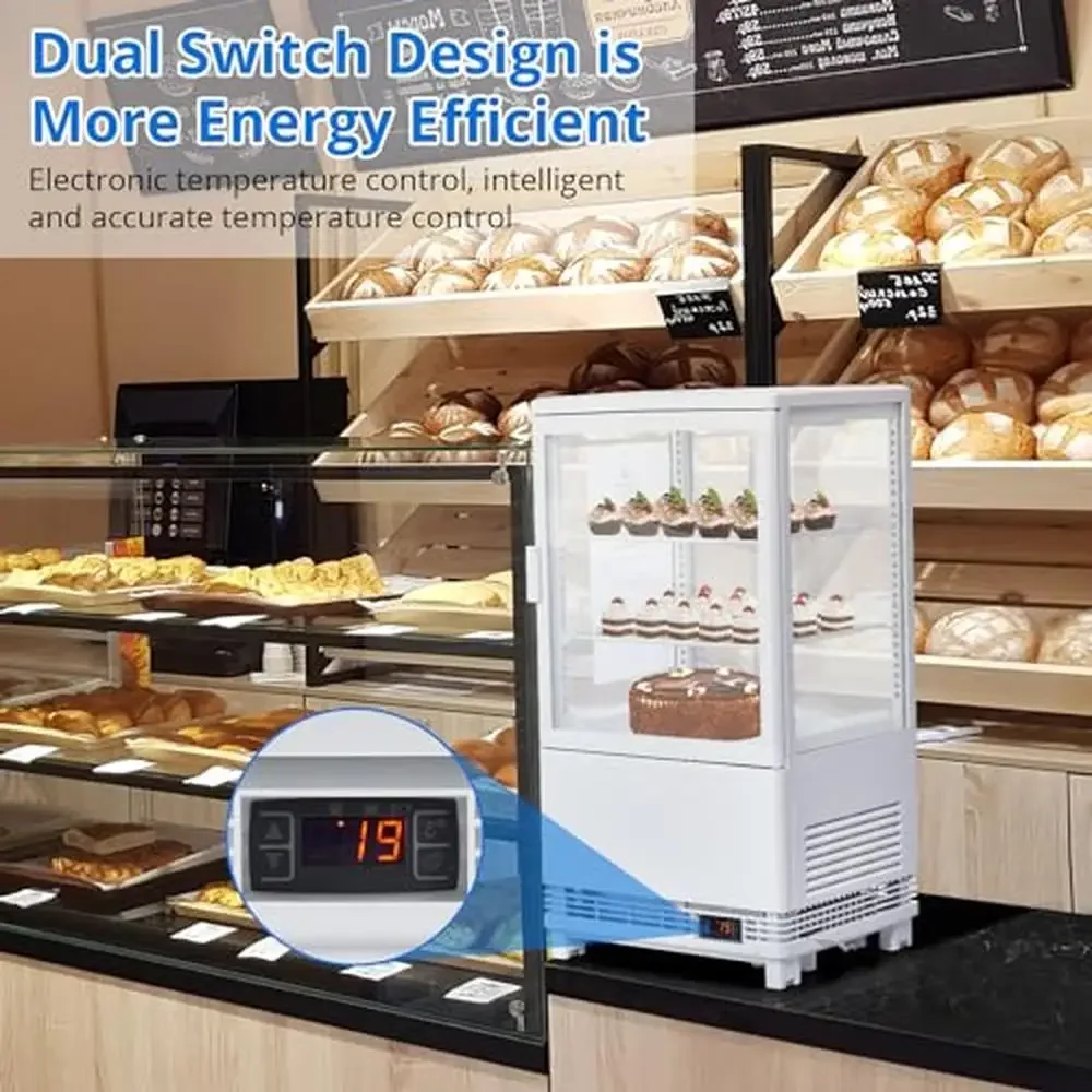 Commercial Refrigerator Display Case Single-Door Pastry Display With Led Lighting Double-Layered Glass Freshness Maintenance