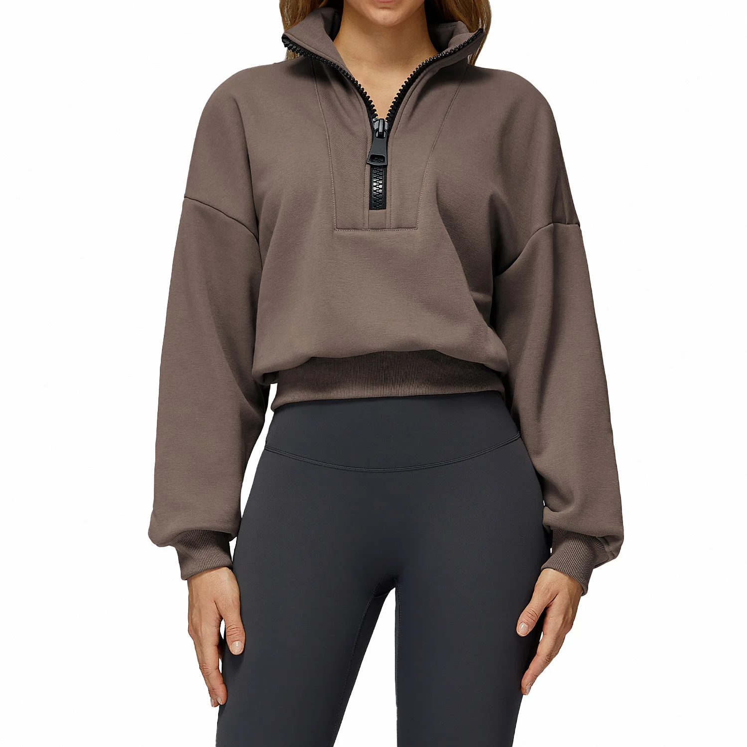 

Winter New Half Zipper Running Sweatshirt Long Sleeve Loose Warm Women Outdoor Cycling Sport Sweatshirt