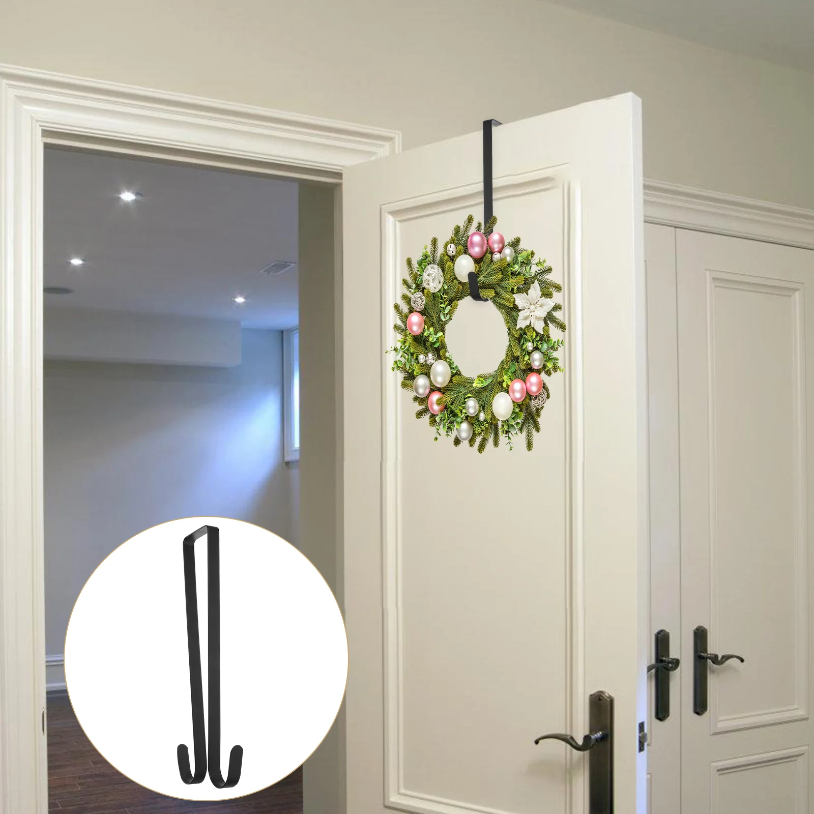 Christmas Wreath Holder for Front Door Hook Garland over The Metal Hanger Decor