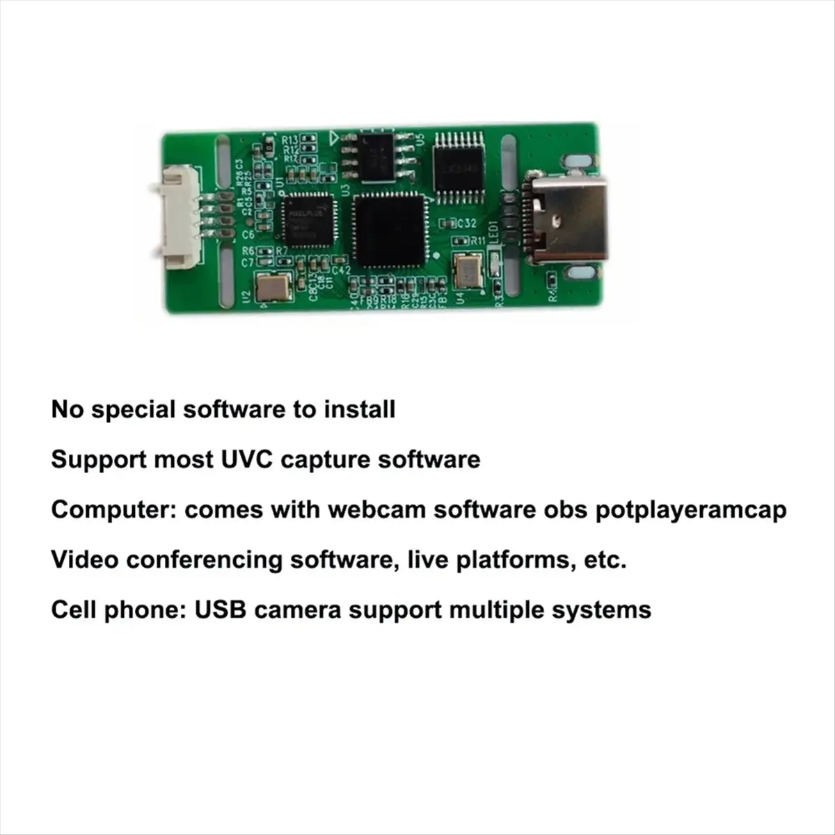 A64I AHD to USB Capture Analog Signal to Digital USB Camera Module AHD to Type-C Module UVC Free Drive for Android(A)