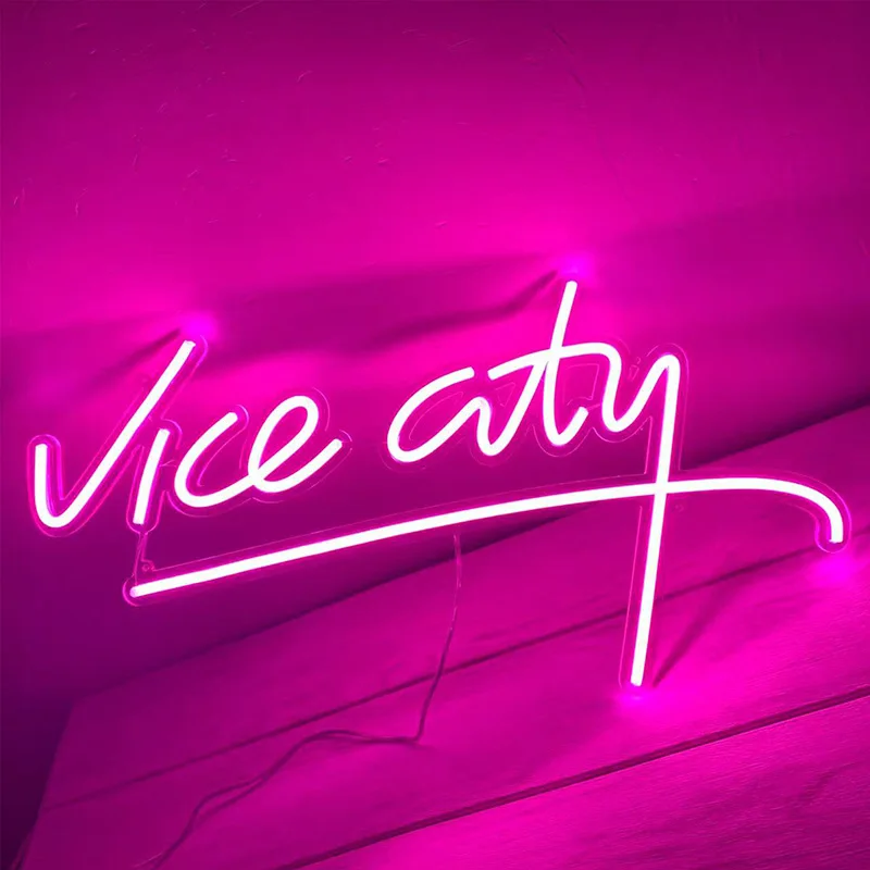 

New Vice City Bedroom English Letters Led Atmosphere Neon Sign Game Room Bar Indoor Party Festival Wall Decoration Light Board