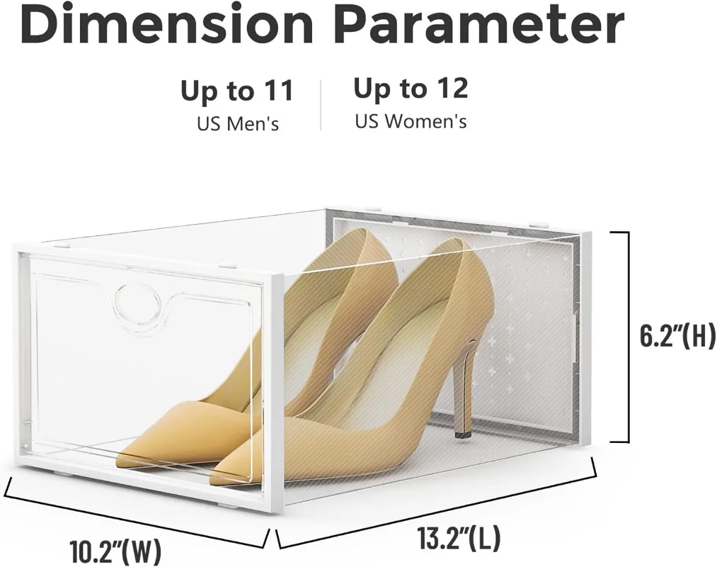 Boîtes de Rangement pour Chaussures Empilables en Plastique Transparent, Support de Bacs, Rangement pour Placard, Lot de 15