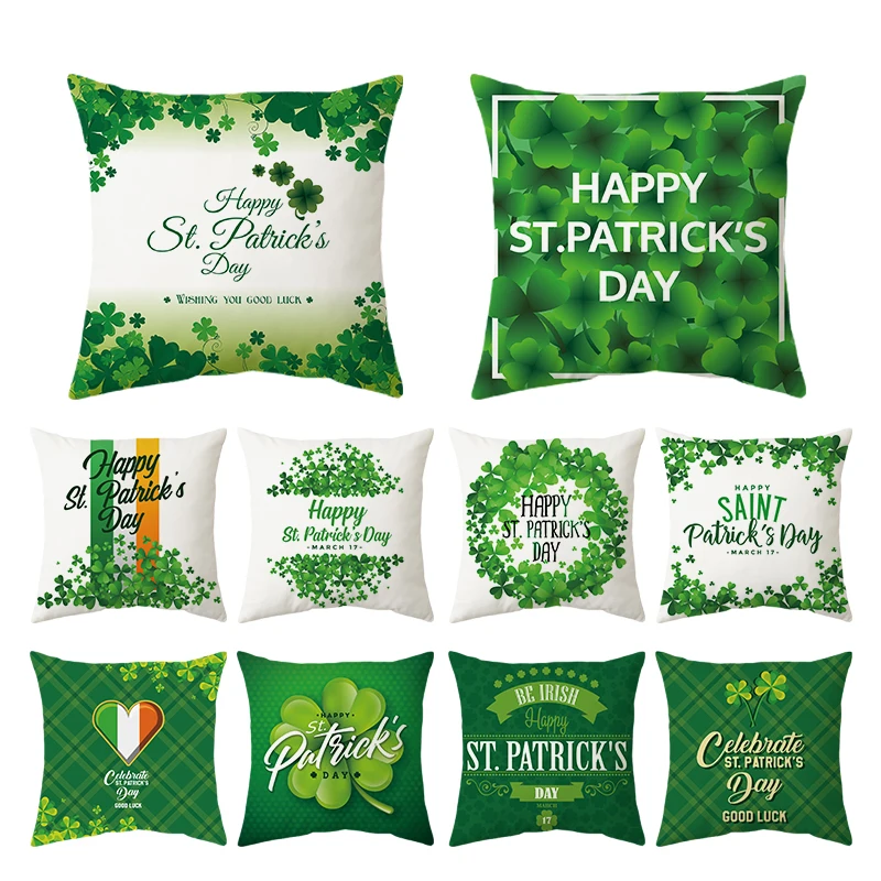 

St.Patrick's Day Pillow Case Home Decoration Cushion Cover for Sofa Car Polyester Throw Pillow Cover Housse De Coussin 45x45cm