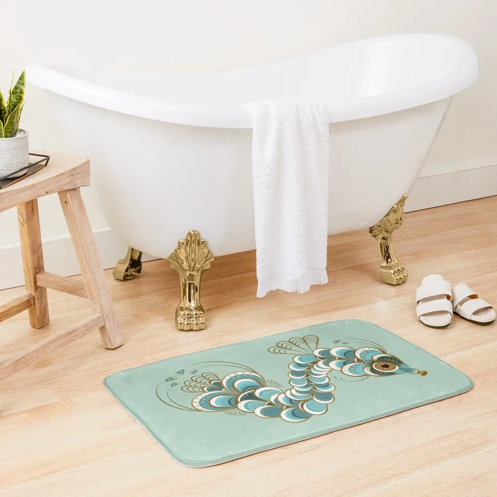 Chimera Peacock Seahorse - Pistachio Bath Mat Rug Bathroom Non-Slip Bathtub Mat