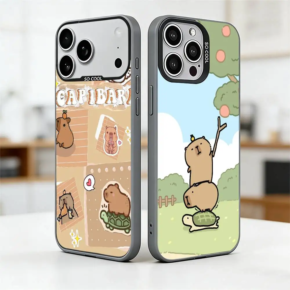 Capybara Cute Cartoon  Phone Case For iPhone 17,16,15,14,13,12,11 Plus,Pro Max,XS,Colorful Silver Black Cover