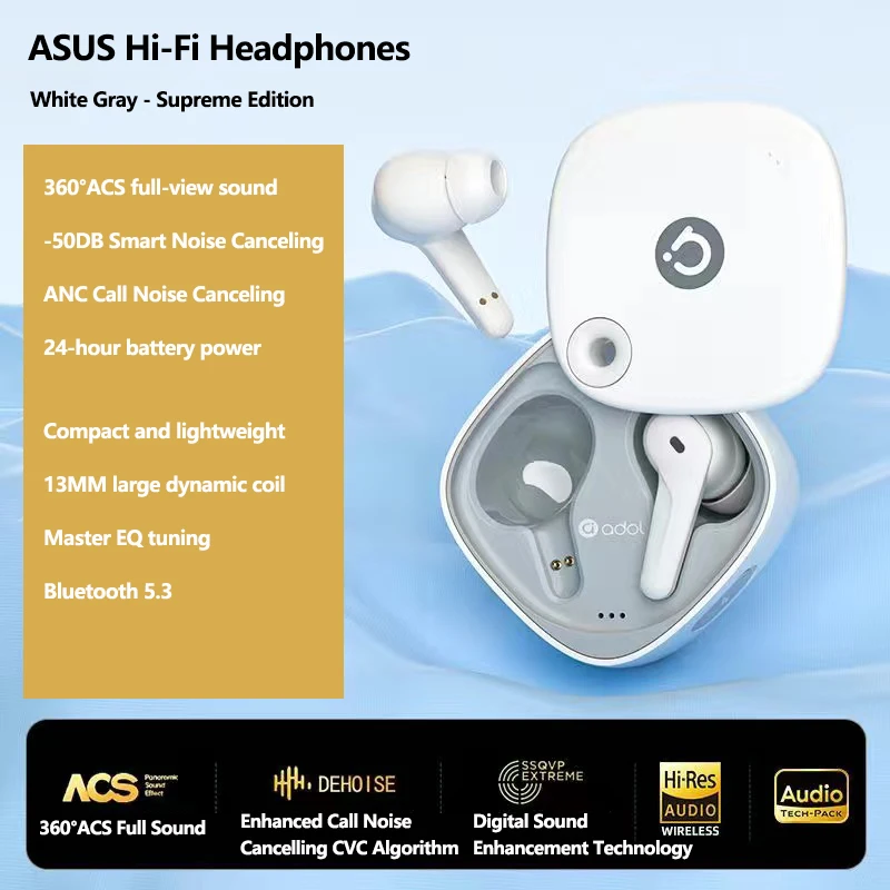 Asus a bean true wireless active noise-canceling bluetooth headset long range in-ear gaming sports call noise reduction dedicate