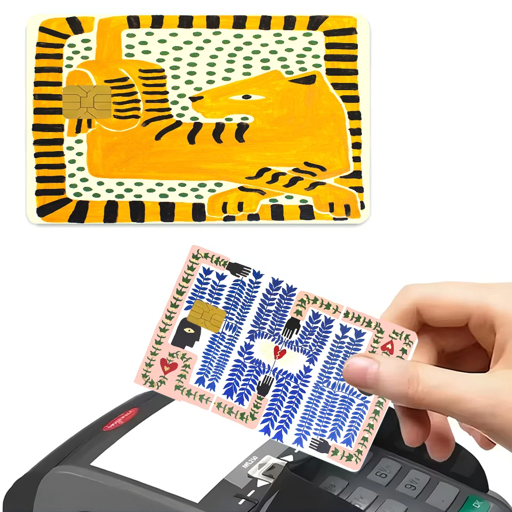 Ancient Egypt Tiger Leopard2024 Anime Cartoon Skin Stickers Film Tape Case For Big Credit Debit Card Front Side