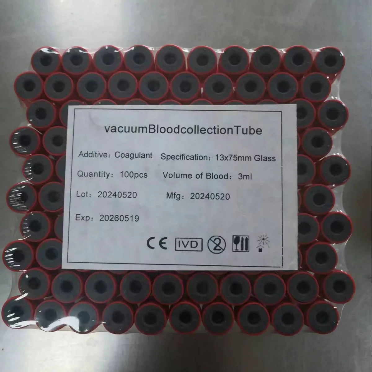 Disposable vacuum blood collection tube Medical Lab Consumables  Plain Tube No Additives