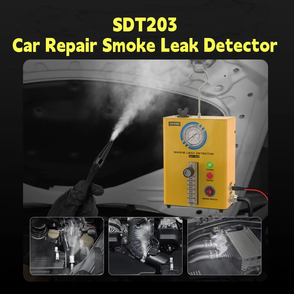 AUTOOL SDT203 Automotive Smoke Leak Detector EVAP Vacuum Smoke Machine Pipe Leakage Diagnostic Tester Vehicle Repair Tool System