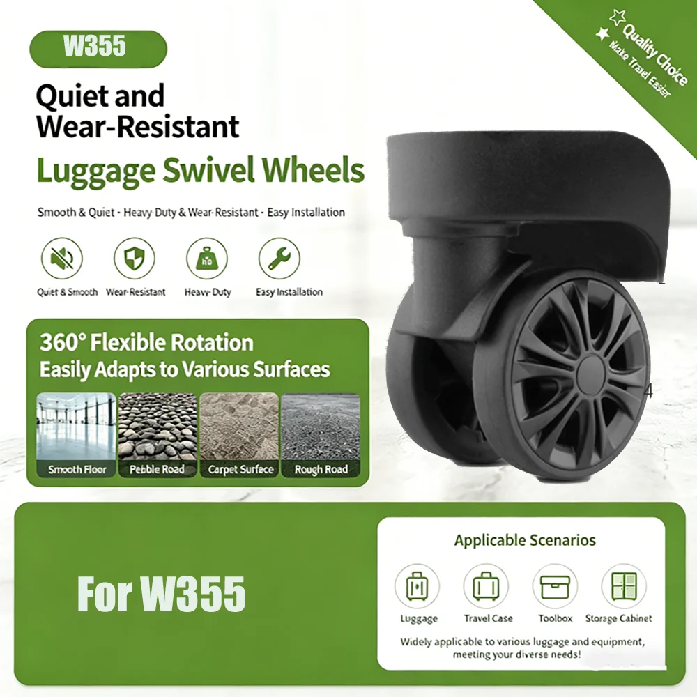 Non Slip 360 Rotating Luggage Casters Noiseless Shock Absorbing Wearproof Suitcase Spare Wheels Sturdy Reinforced Bracket Stable