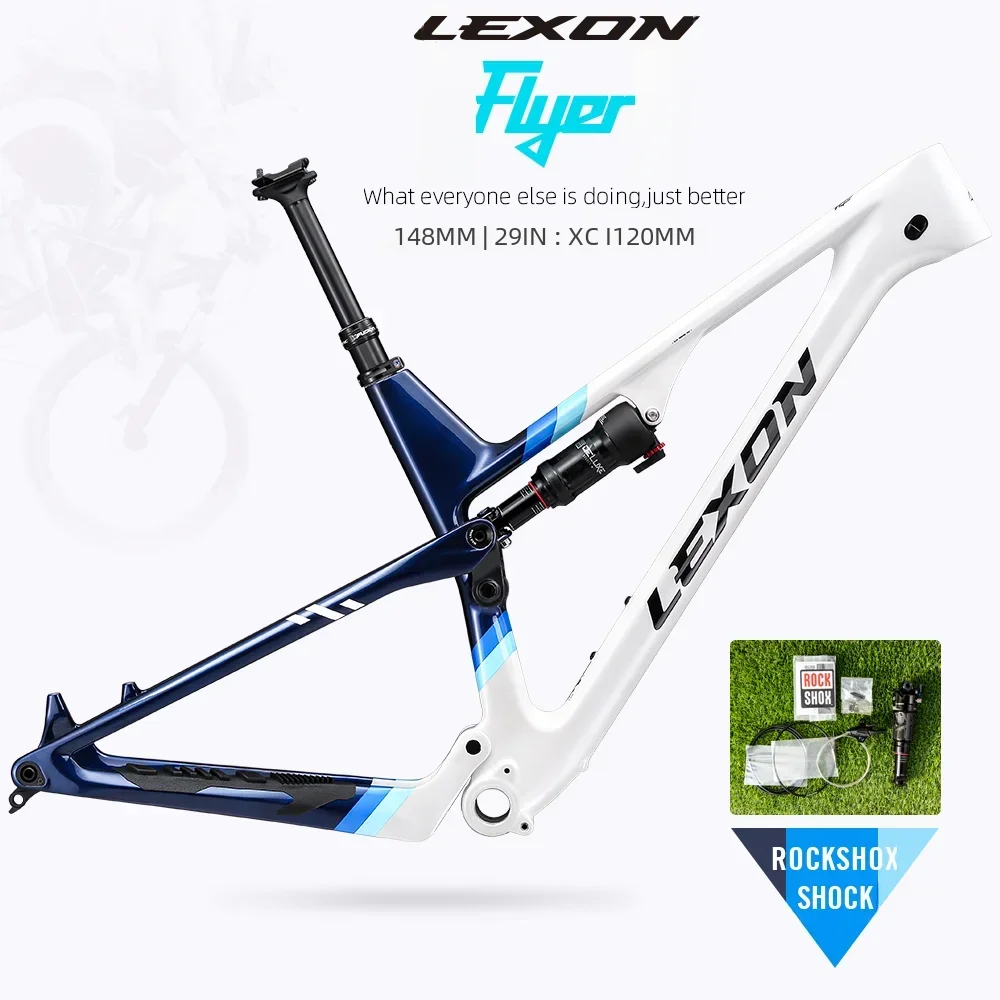 Lexon Flyer 29er MTB Bike Frame Boost 148mm Full Suspension Carbon Bike Frame with Rockshox Bicycle Frameset Cycling Parts