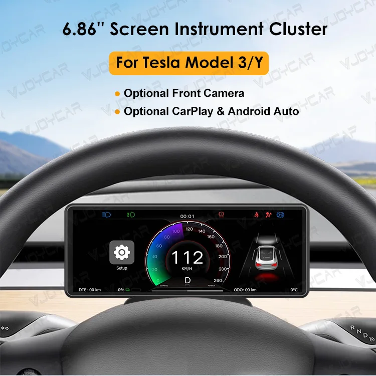 Display Mini HUD da 6,8" per Tesla Model 3/Y, Touch Screen CarPlay e Android Auto, Display Head-Up Plug & Play con fotocamera di backup