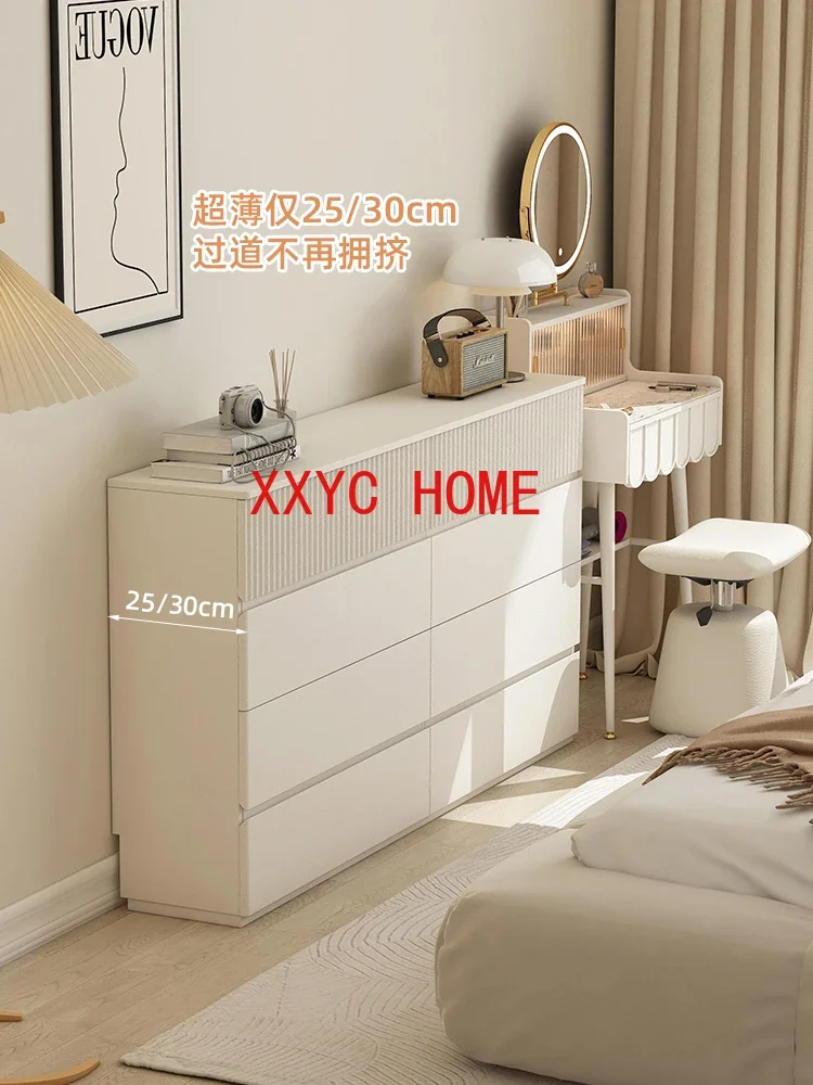 Cream Wind Integrated 30cm Extremely Narrow Tailstock Ultra-Thin 25 Bedroom Six-Bucket Cabinet