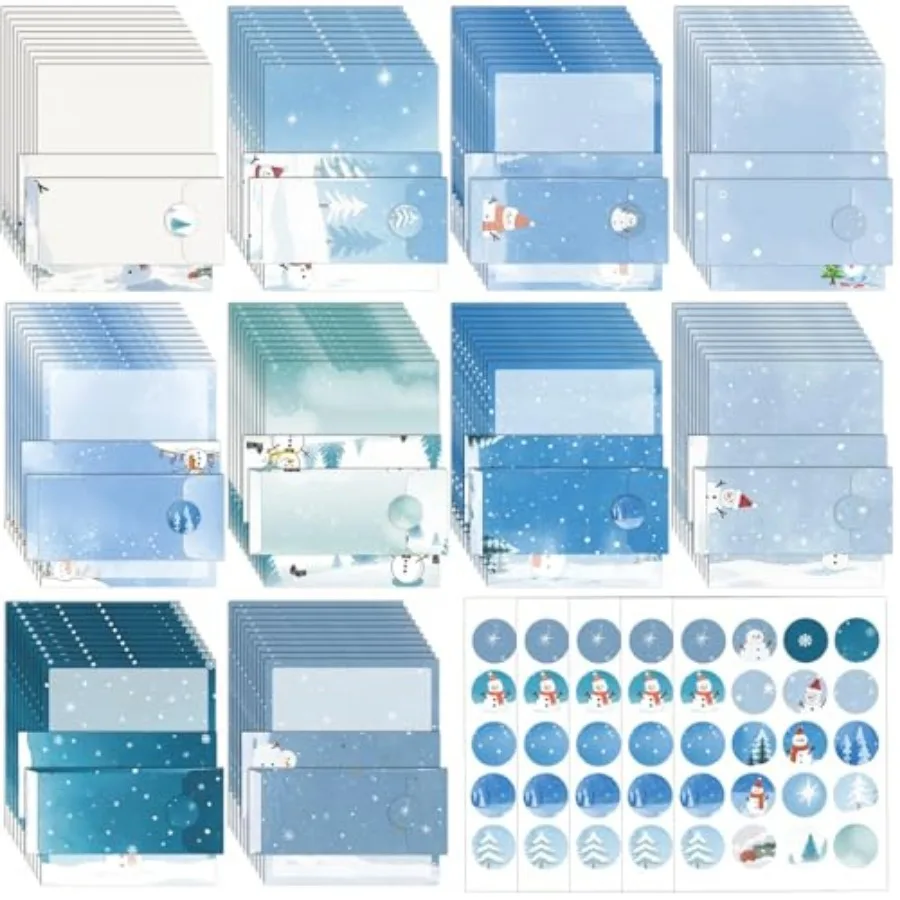 250Pcs Stationery Paper and Envelope Set with 100 Letterhead Papers and 50 Envelopes, 10 Design for Letter Writing Invitations