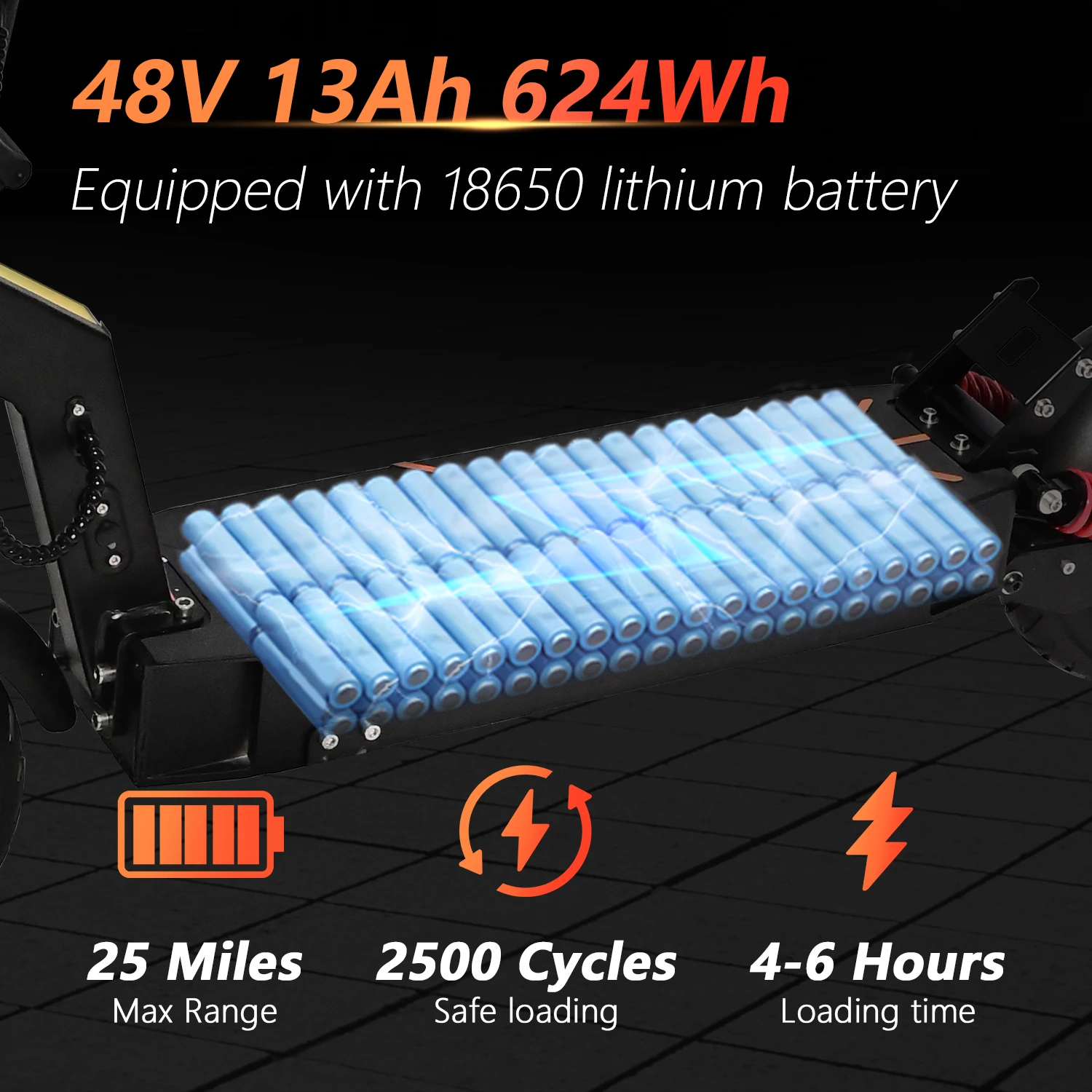 DT08 1600W Electric Scooter 40km/h Max Speed 48V13Ah Battery 50km Range Dual Suspension Shock Absorption Dual Disc Brakes 10'' Tires Foldable E-Scooter US Stock Direct - view 3