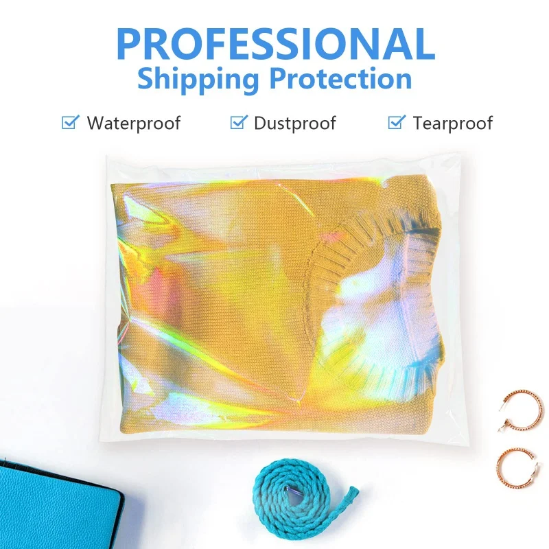 Customized product、Custom Iridescent Holographic Resealable Self Seal Food Clothes Plastic Cello Packaging Cellophane Bags