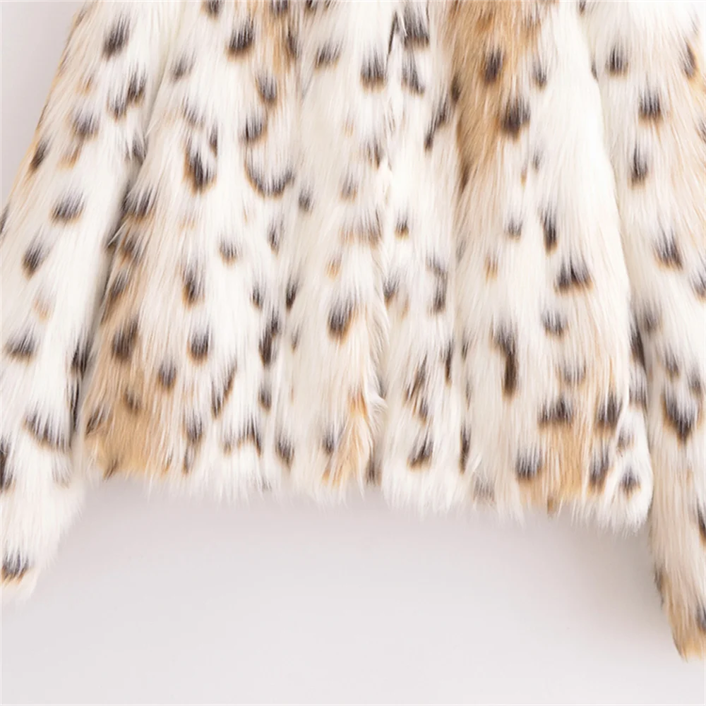 2024 Otoño e Invierno nuevo estilo de gama alta temperamento solapa estampado de leopardo efecto piel sintética abrigo de piel para mujer