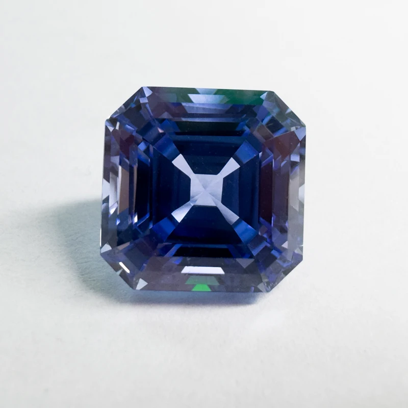 Lab Grown Sapphire Cornflower Color Asscher Cut Charms Extreem glanzende edelsteen DIY Ring Ketting Oorbellen Hoofdmaterialen