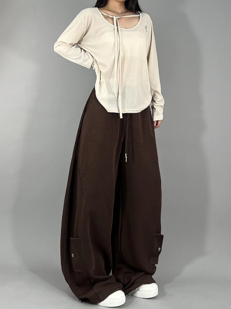 Loose Casual Pants for Women Street Dance Hip Hop Jazz Dance Loose Fit Straight Leg Cotton Trousers Comfortable Street Style