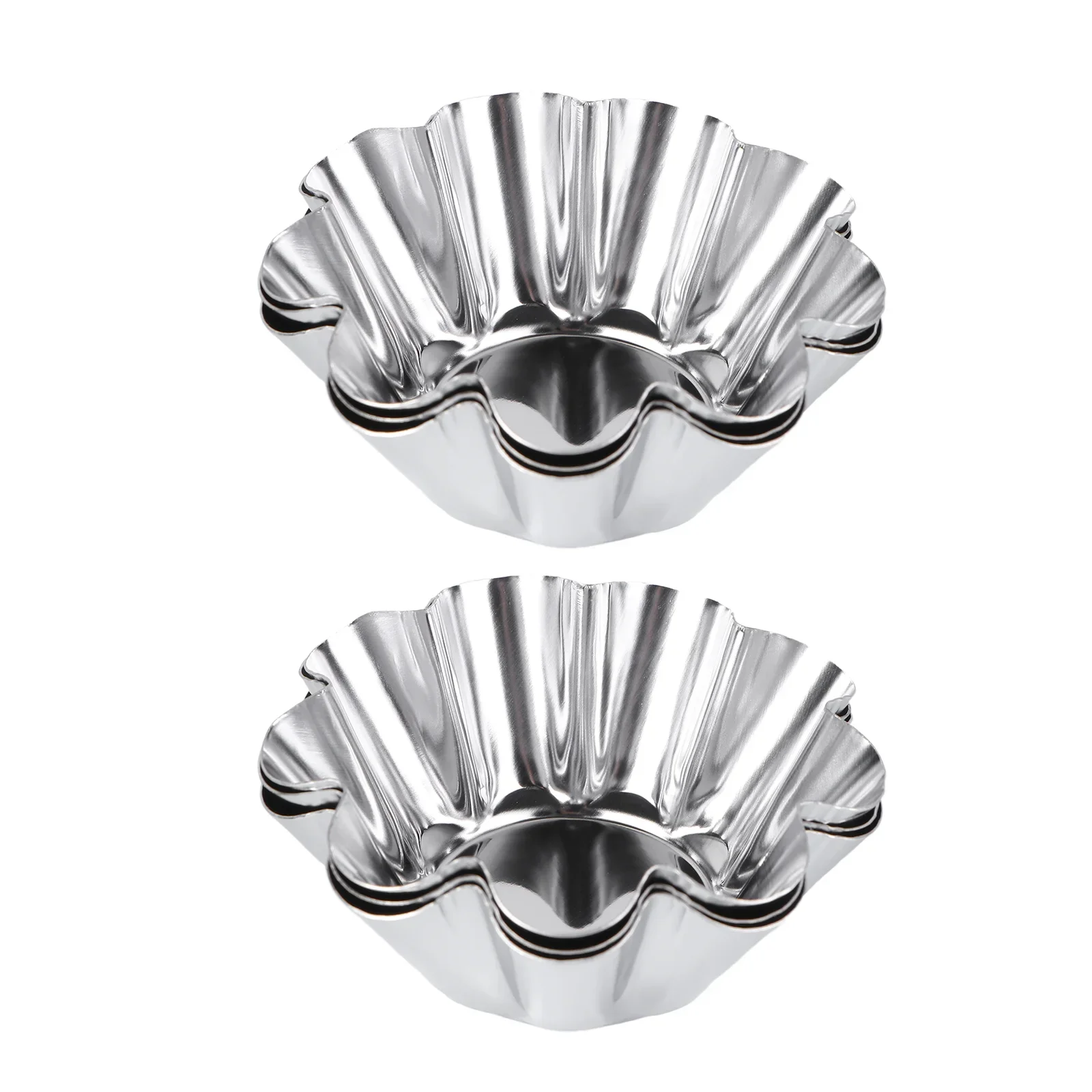 

Delicate Stainless Steel Useful Tart Pans Flower Reusable Cupcake Muffin Baking Cup Mold Kitchen Bakeware (Silver)