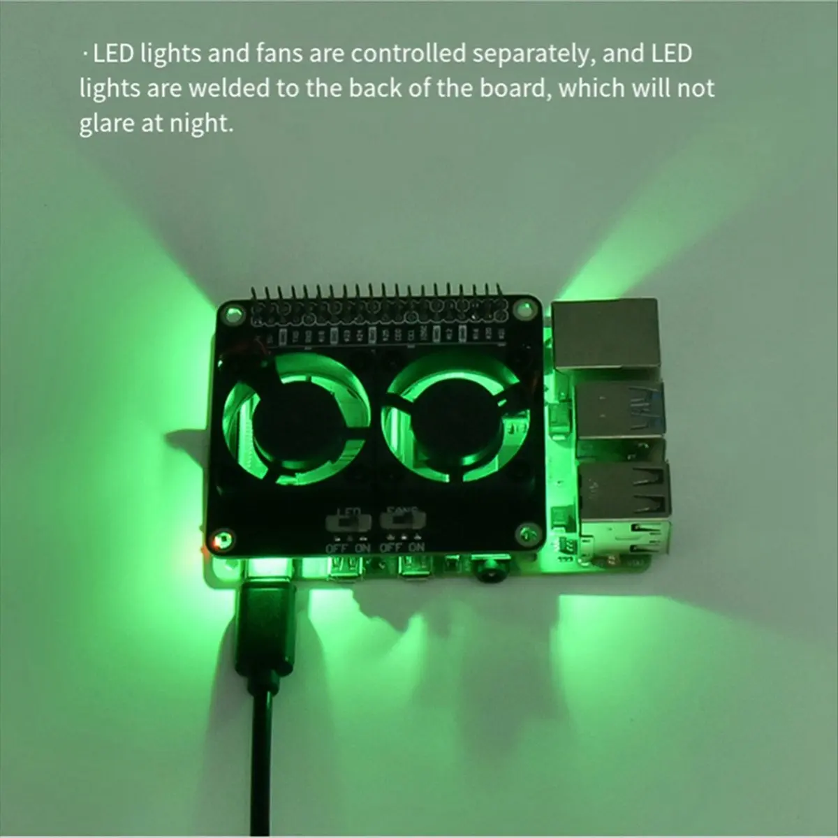 Super Sale For Raspberry Pi 4B Dual Cooling Fan Shield with Heat Sink for Raspberry Pi 5B/4B/Zero with Green LED RPI Radiator