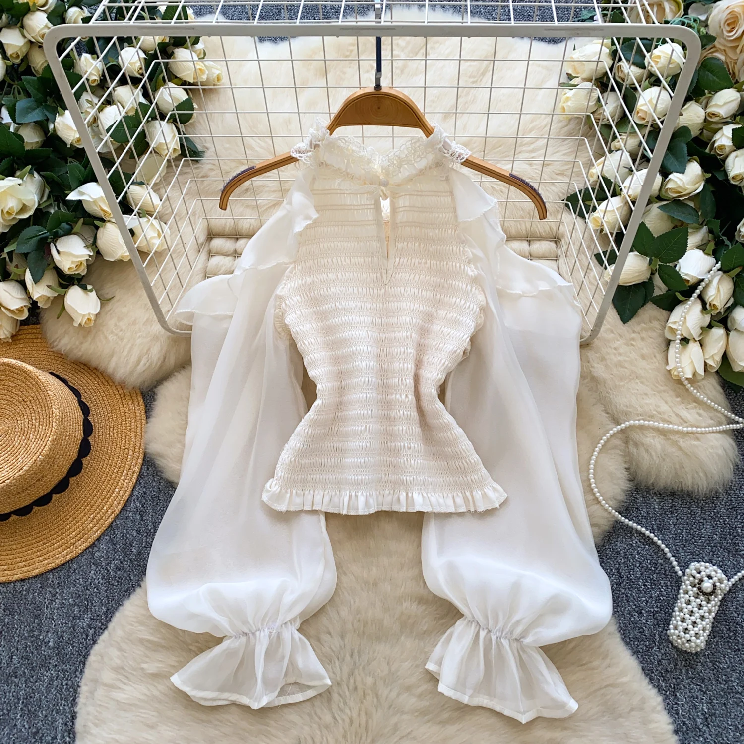 Elegant Sexy sweet off shoulder long sleeve Top Women Korean Fashion hotsweet High Street Autumn Clothing