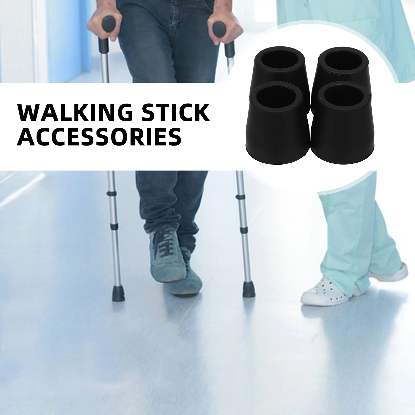 

4pcs Walker Tips Nonslip Rubber Leg Covers Durable Furniture Feet Protectors Anti Slip Base Walking Aid Accessories Cane Grip