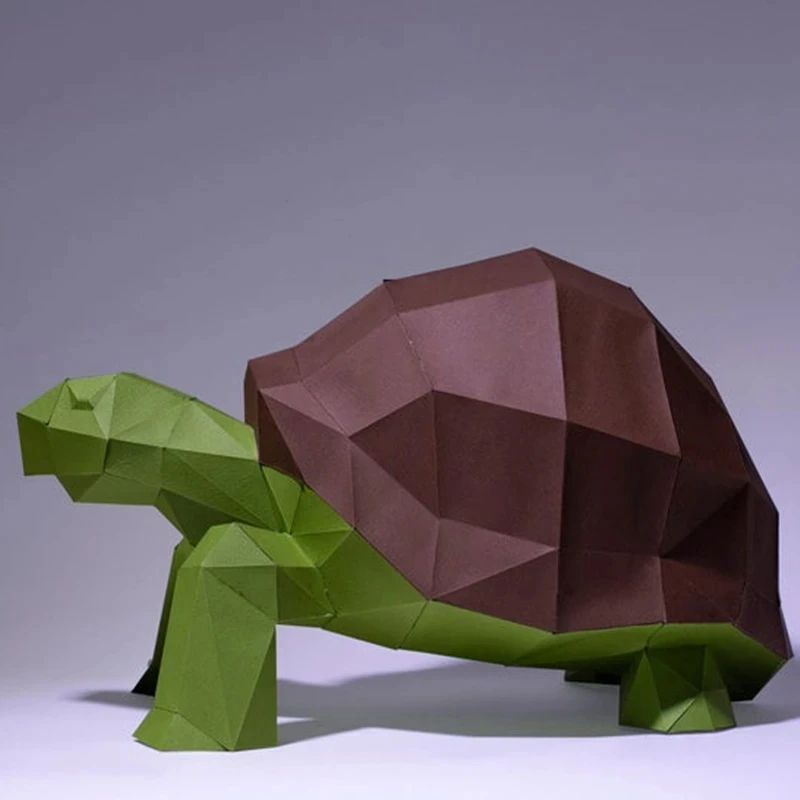 Turtle 3D Paper Model Animal Origami Papercraft Home Decor Ornament DIY Low Poly Puzzles Hand Made Creative Educational Toys